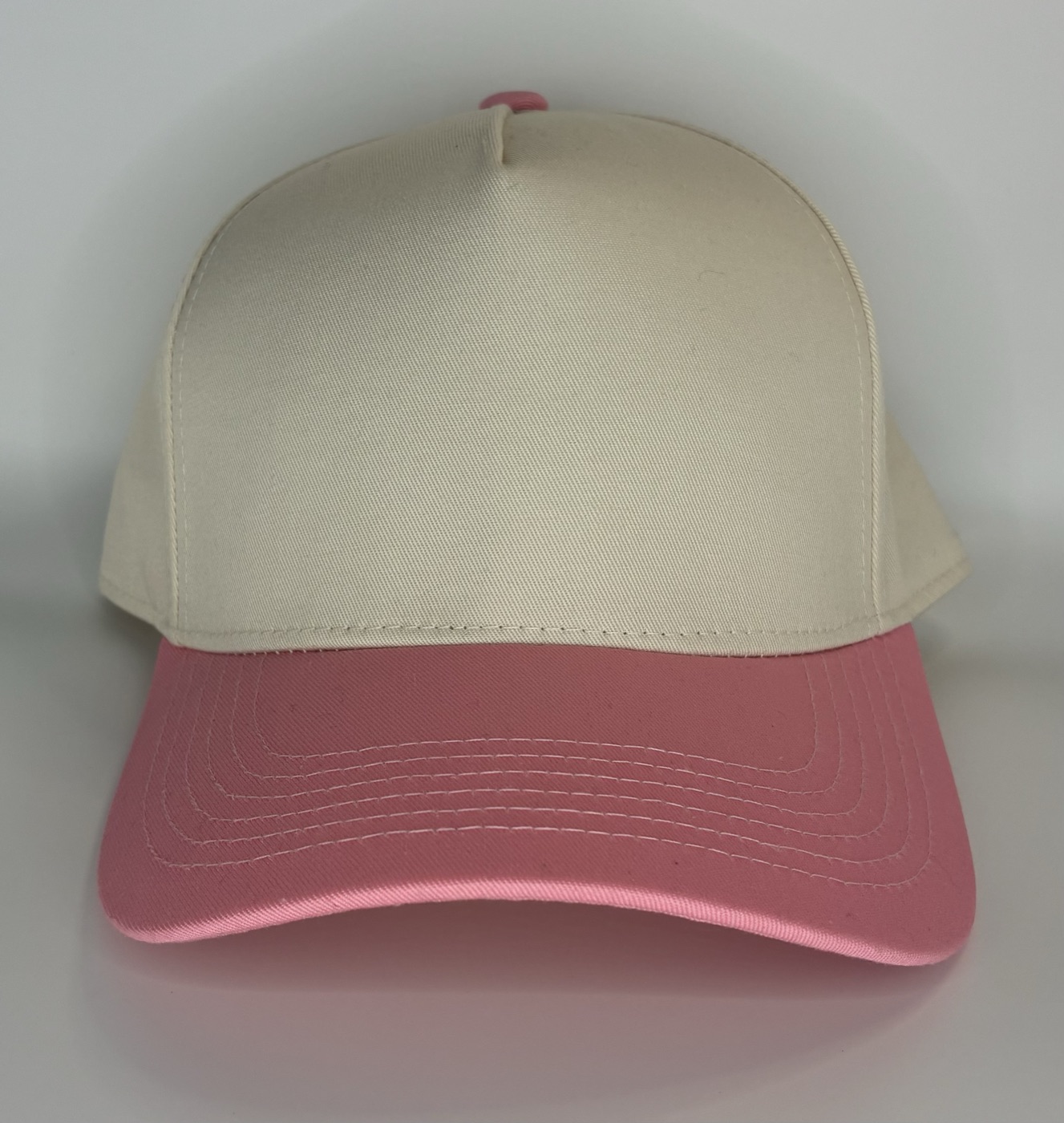 Blank baseball cap, tan and pink