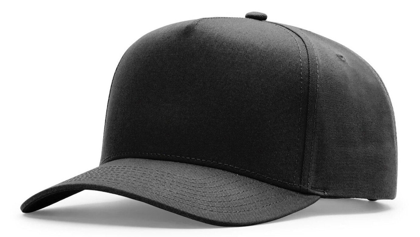 Blank black 5-panel cap