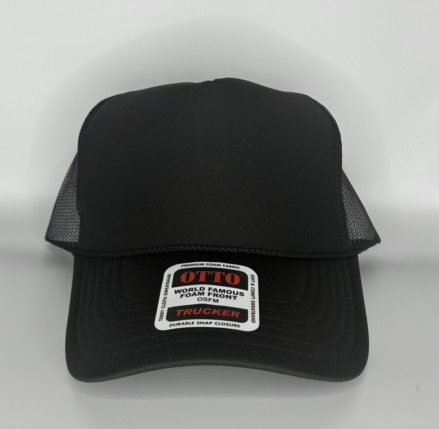 Otto high crown foam trucker hat, black