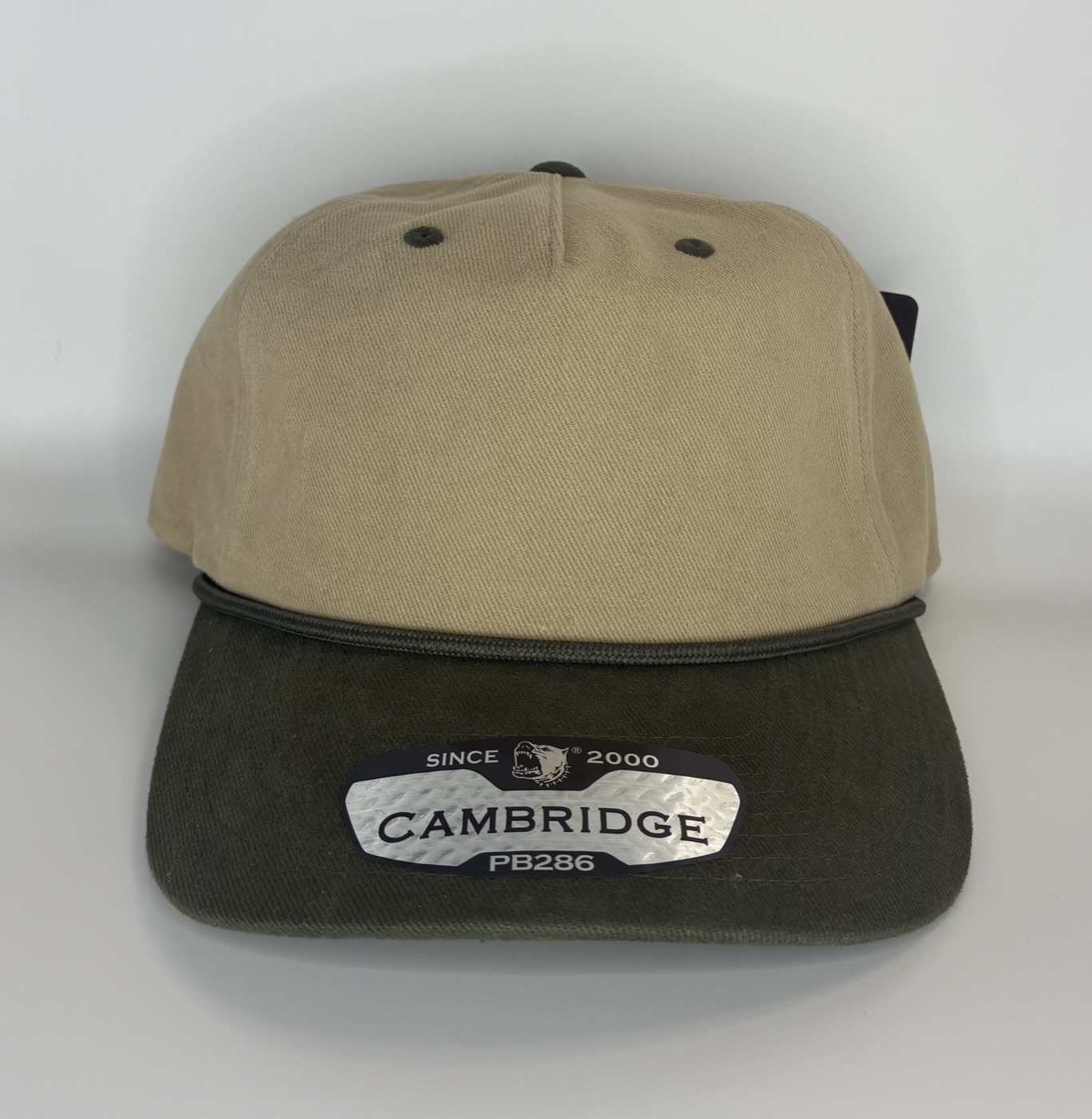 Pit Bull five panel khaki two-tone rope hat, olive green